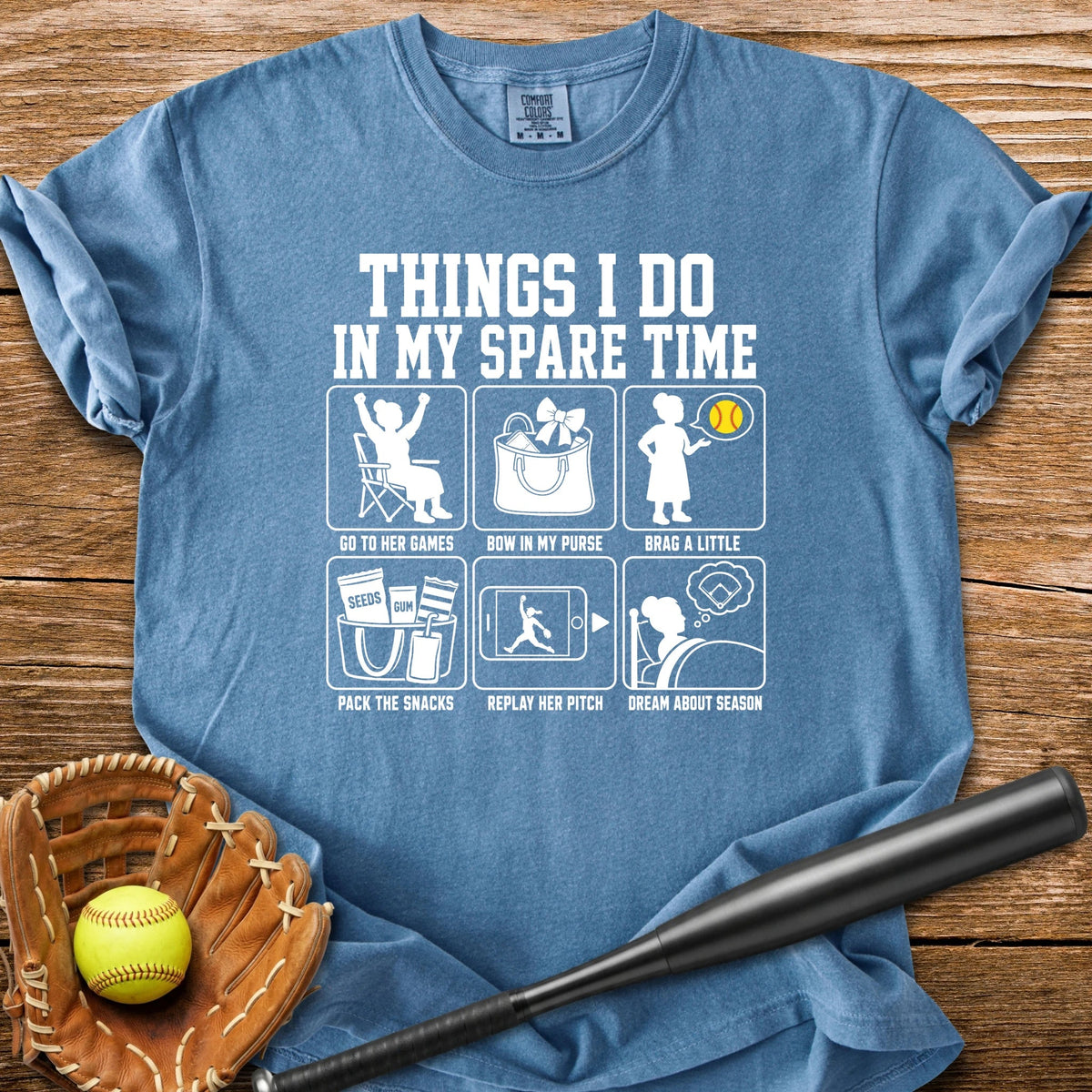 Her Softball Fills My Free Time - HomeRun PrintsComfort Colors