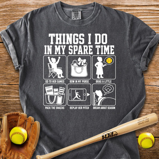 Her Softball Fills My Free Time T-Shirt - HomeRun PrintsComfort Colors