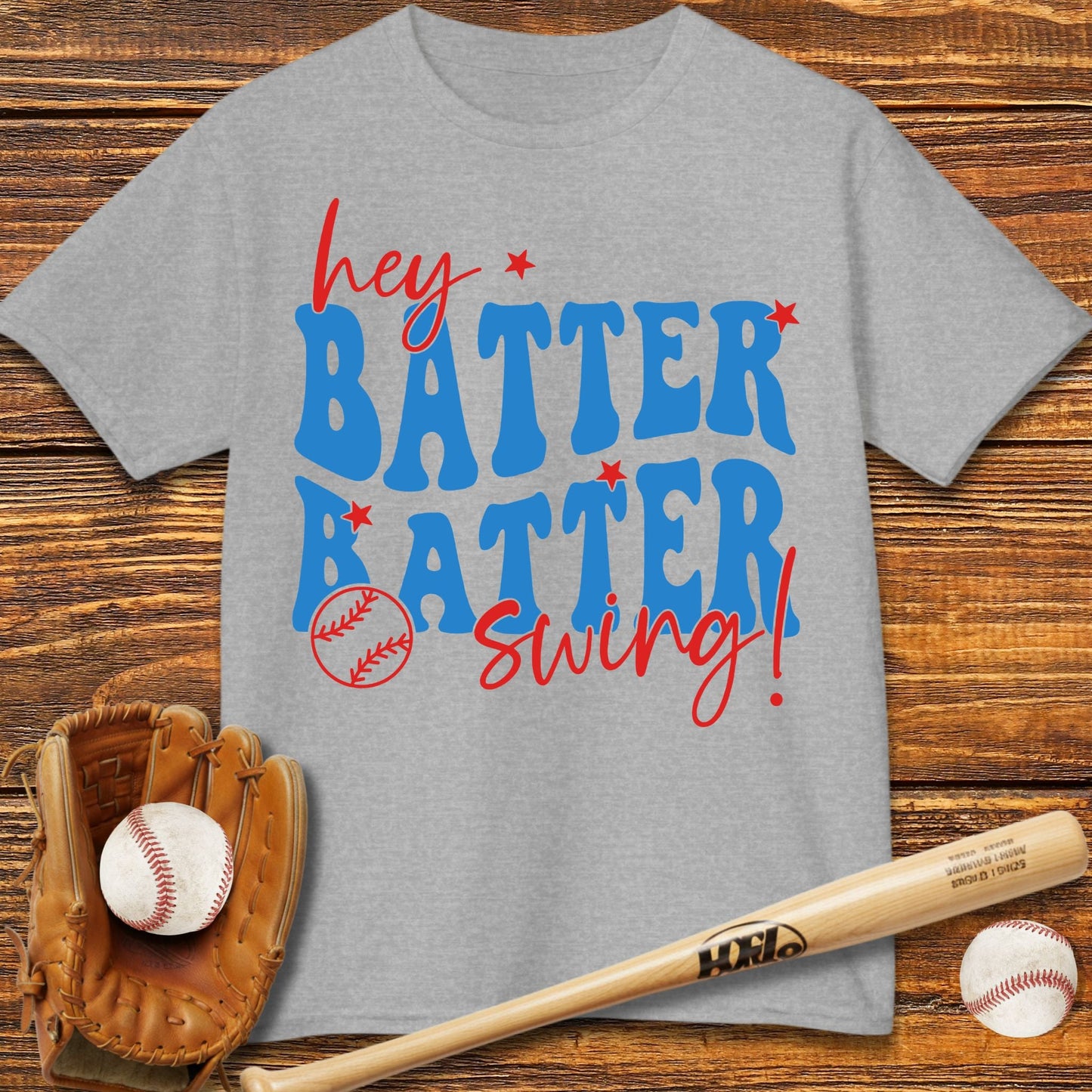Hey Batter Swing Kids T-shirt - HomeRun PrintsKids clothes