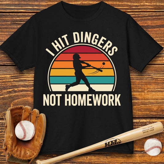I Hit Dingers Not Homework Kids T-shirt - HomeRun PrintsKids clothes