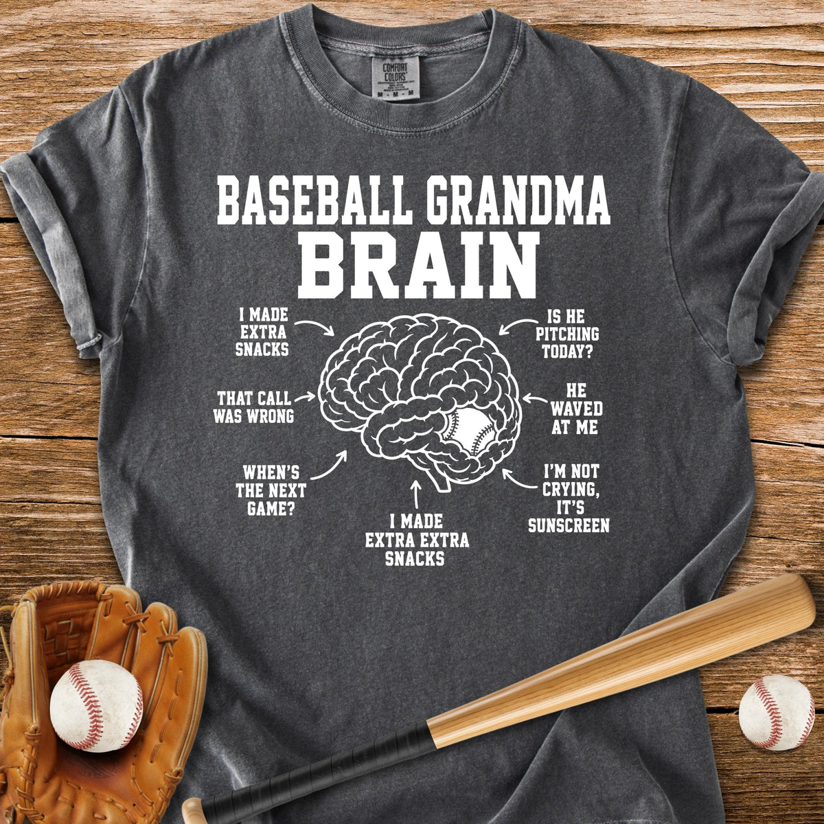 Inside Baseball Grandma's Brain - HomeRun PrintsComfort Colors