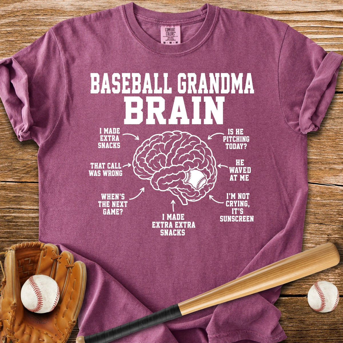 Inside Baseball Grandma's Brain - HomeRun PrintsComfort Colors