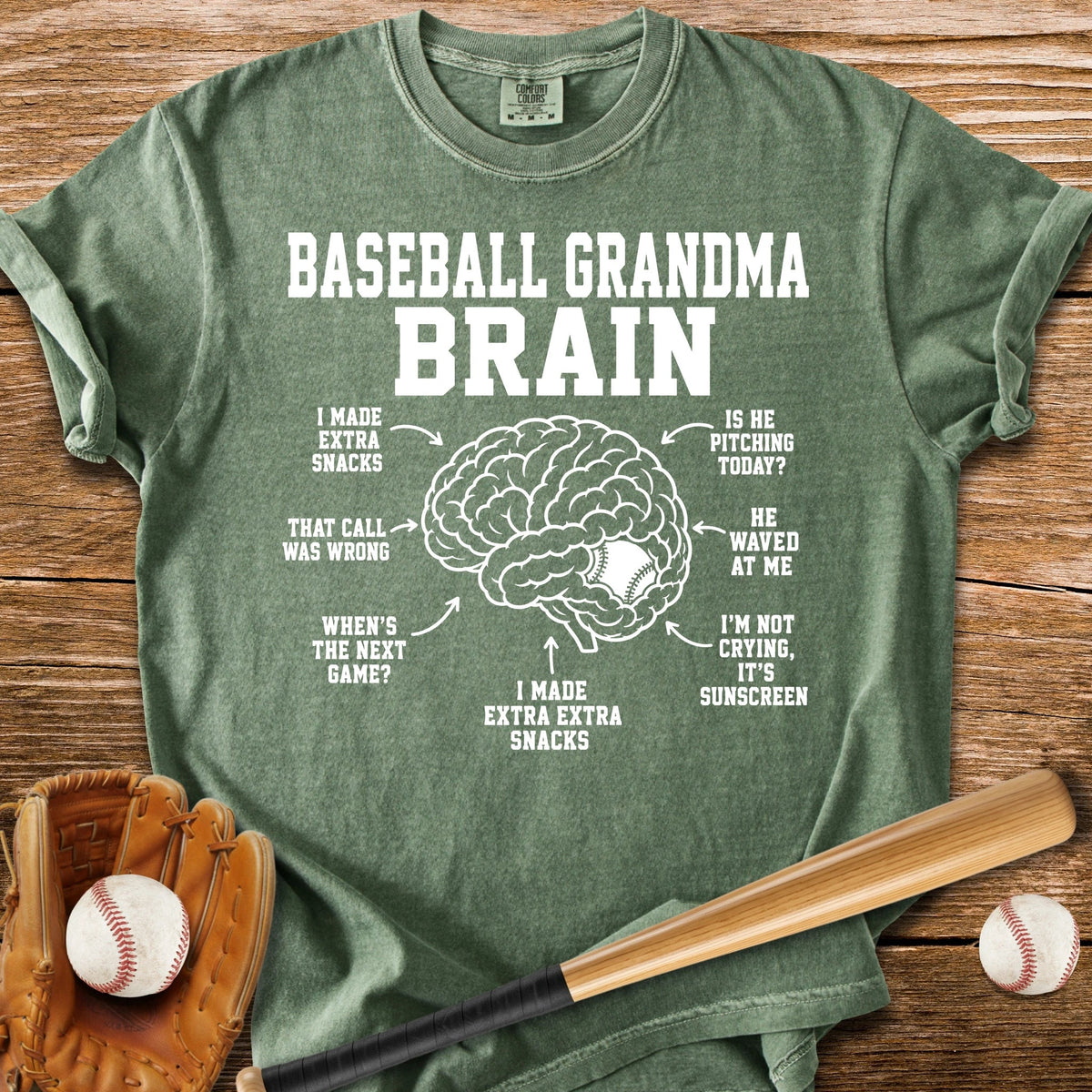 Inside Baseball Grandma's Brain - HomeRun PrintsComfort Colors