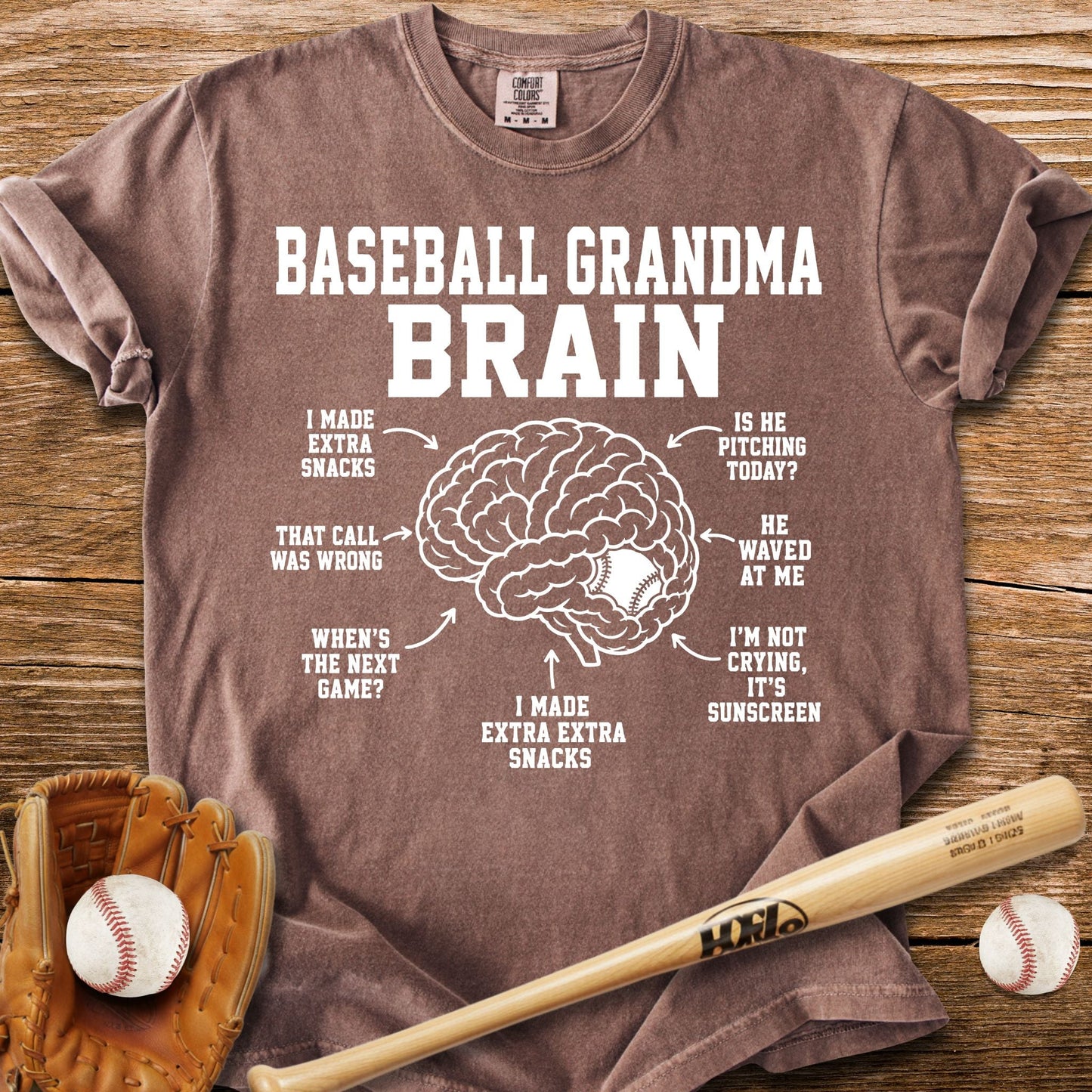 Inside Baseball Grandma's Brain T-Shirt - HomeRun PrintsComfort Colors