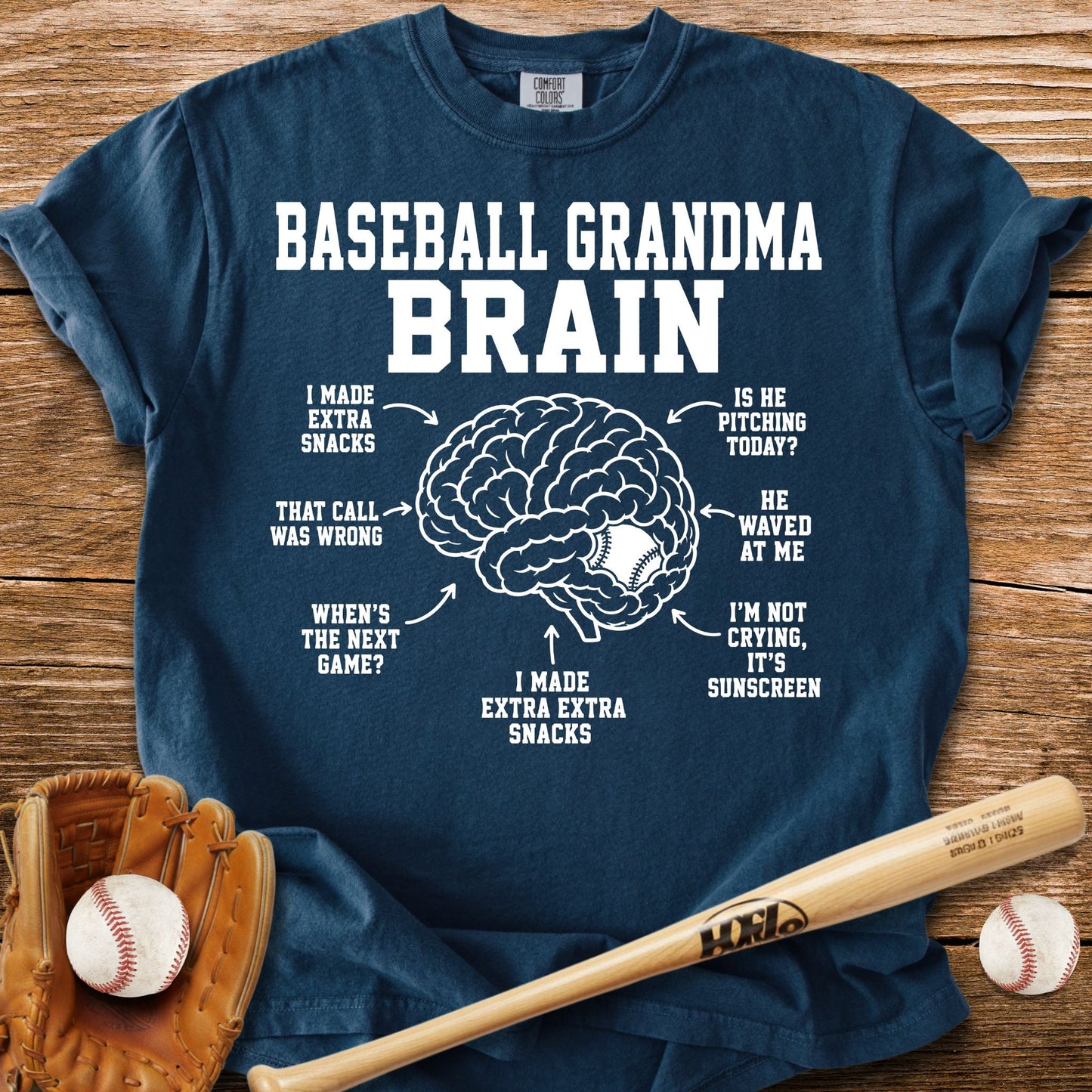 Inside Baseball Grandma's Brain T-Shirt - HomeRun PrintsComfort Colors