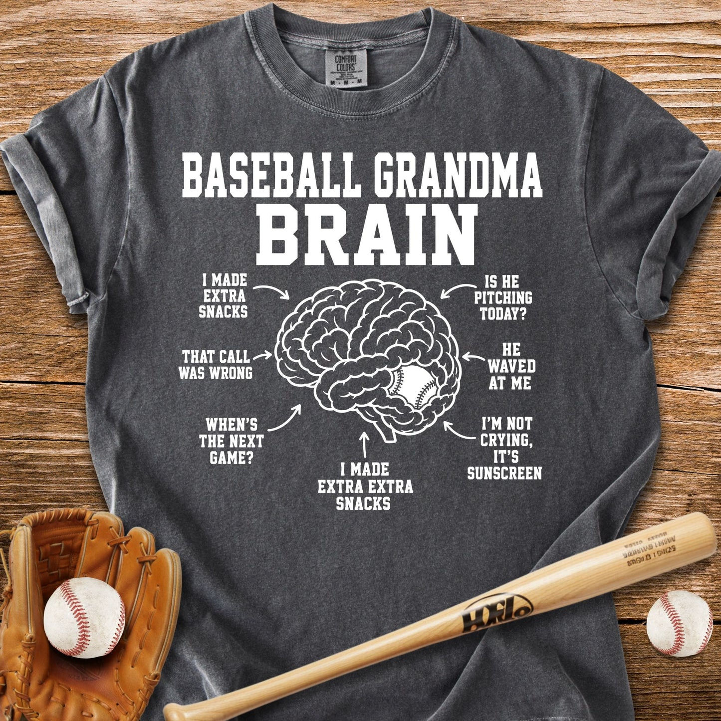 Inside Baseball Grandma's Brain T-Shirt - HomeRun PrintsComfort Colors