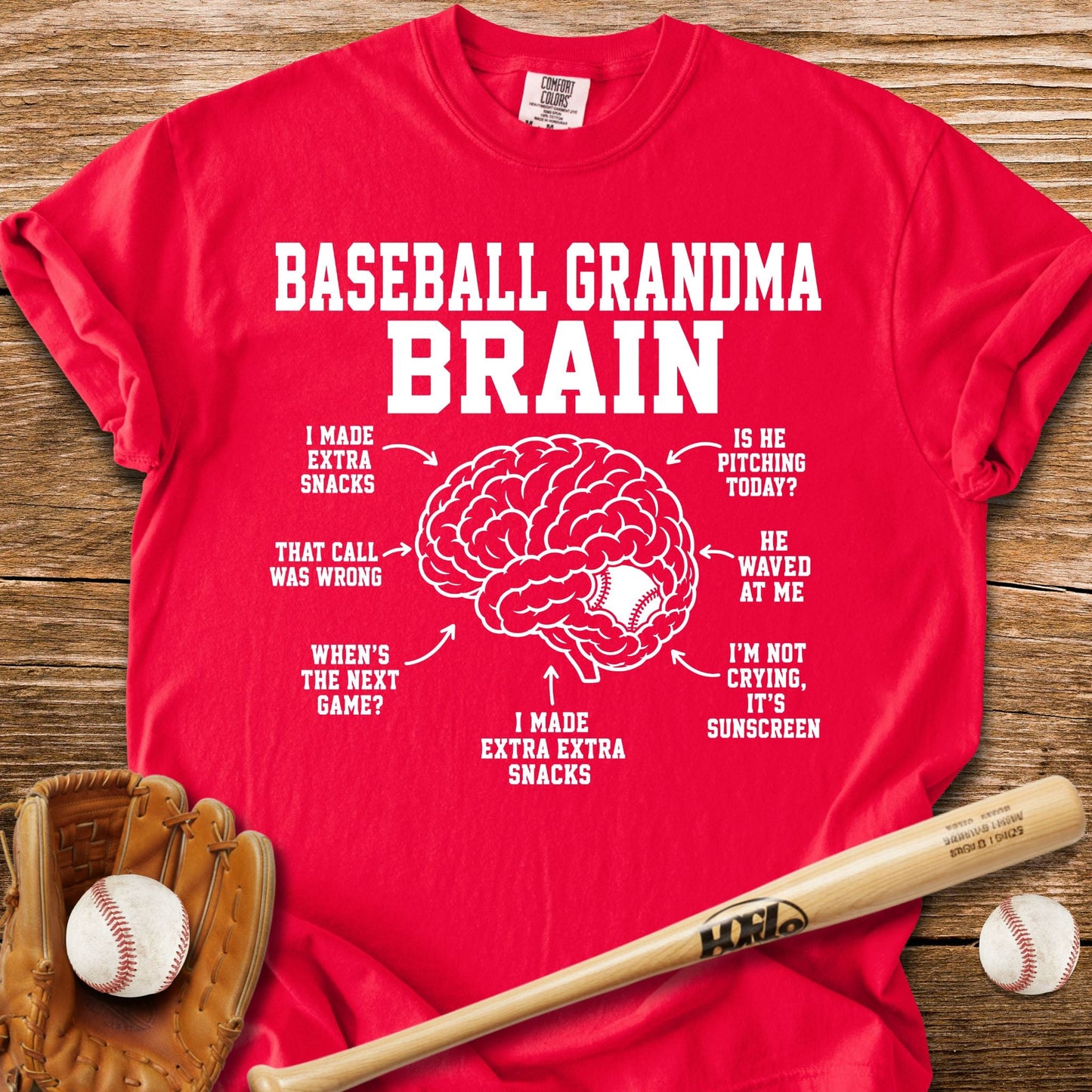 Inside Baseball Grandma's Brain T-Shirt - HomeRun PrintsComfort Colors