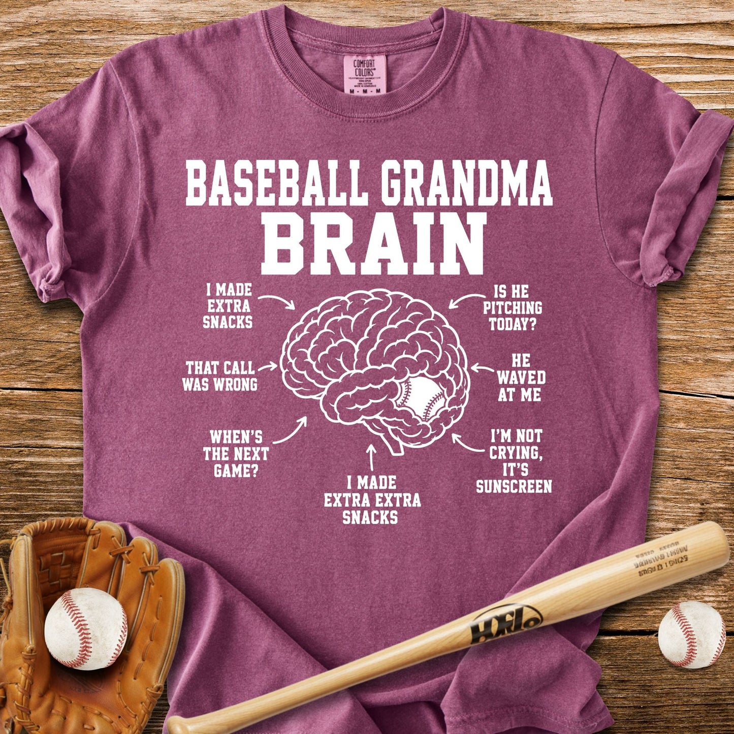 Inside Baseball Grandma's Brain T-Shirt - HomeRun PrintsComfort Colors