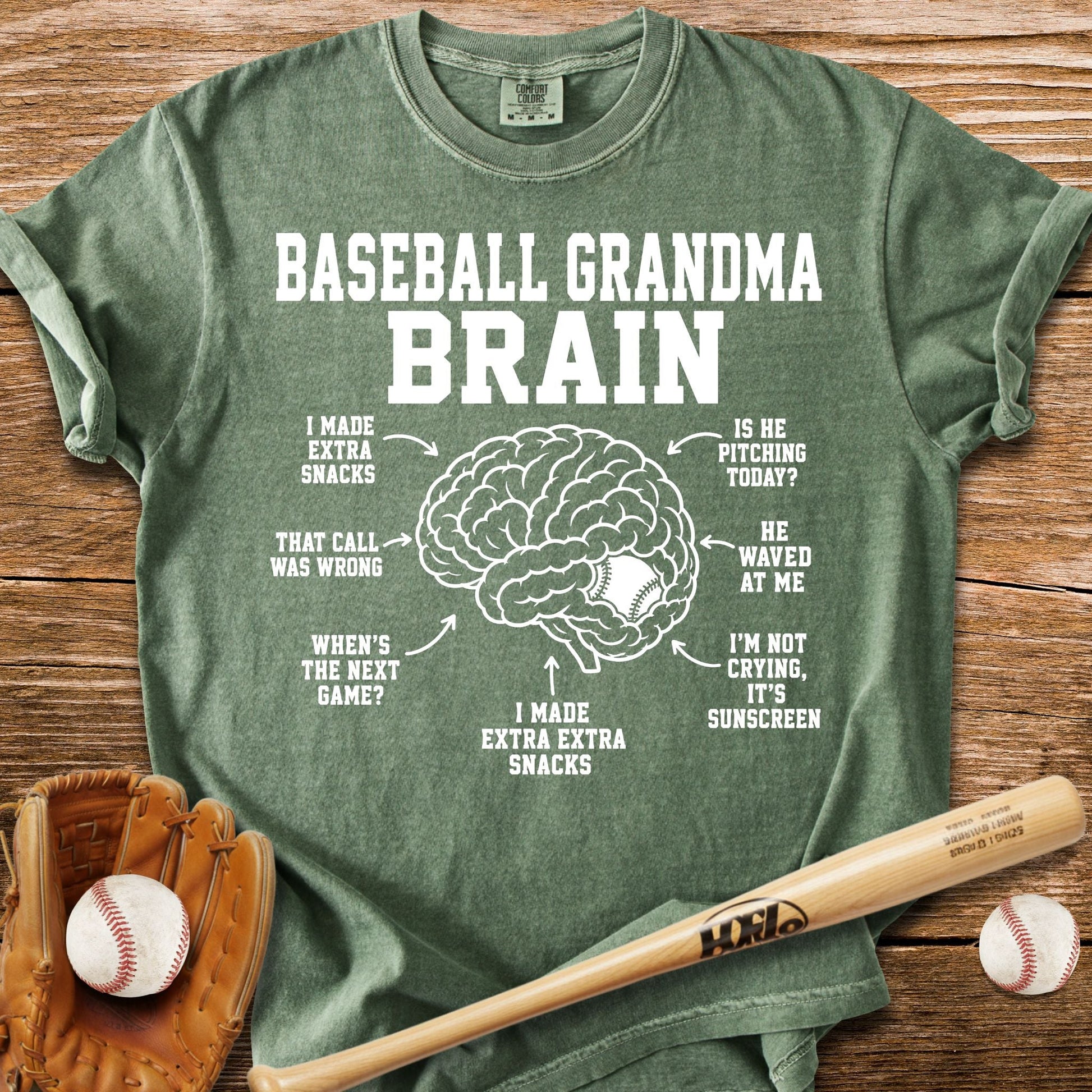 Inside Baseball Grandma's Brain T-Shirt - HomeRun PrintsComfort Colors