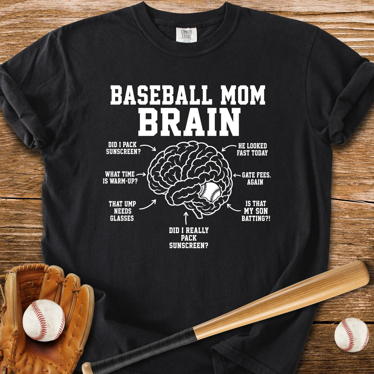 Inside Baseball Mom's Brain - HomeRun PrintsComfort Colors