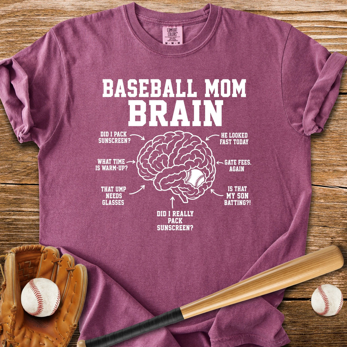 Inside Baseball Mom's Brain - HomeRun PrintsComfort Colors