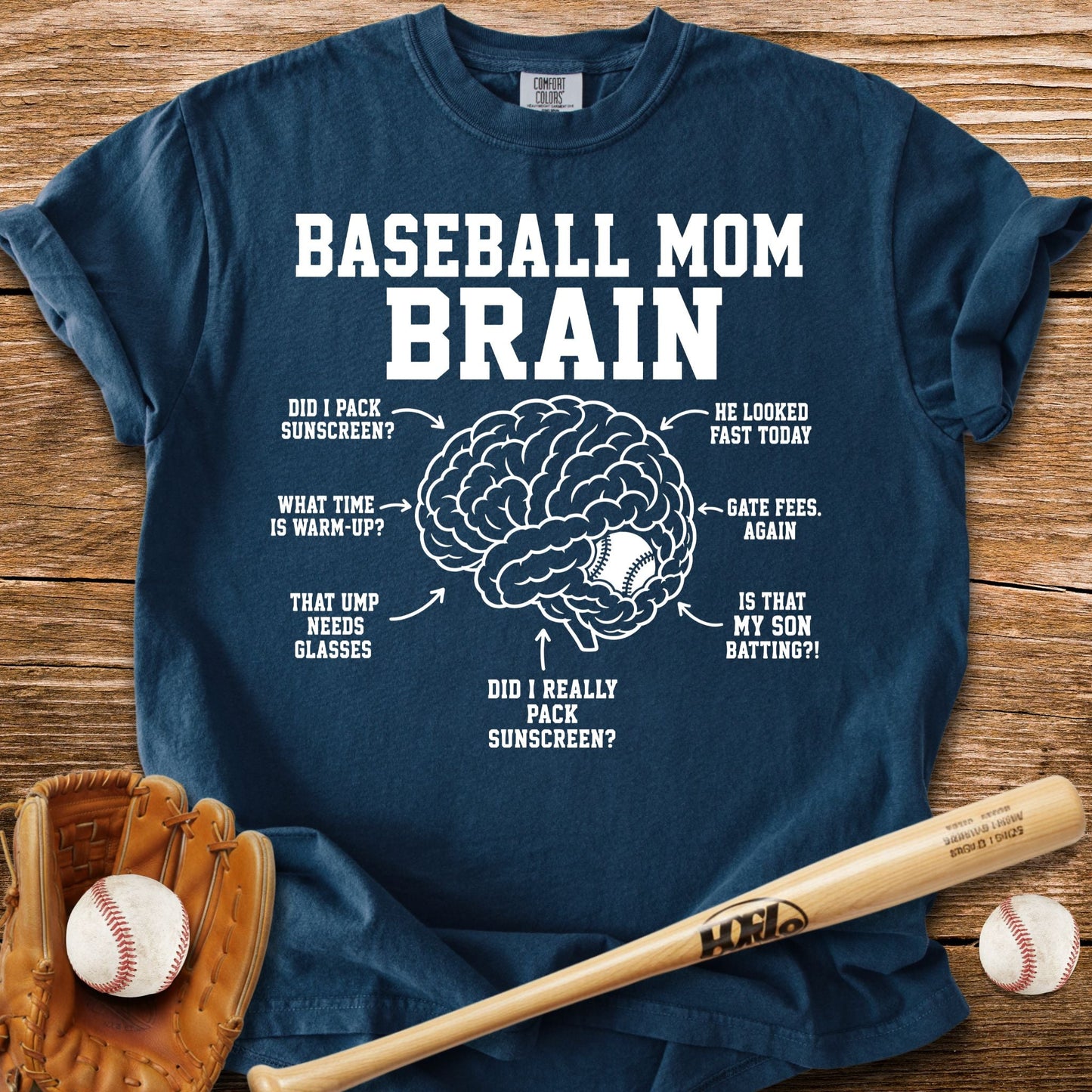 Inside Baseball Mom's Brain T-Shirt - HomeRun PrintsComfort Colors