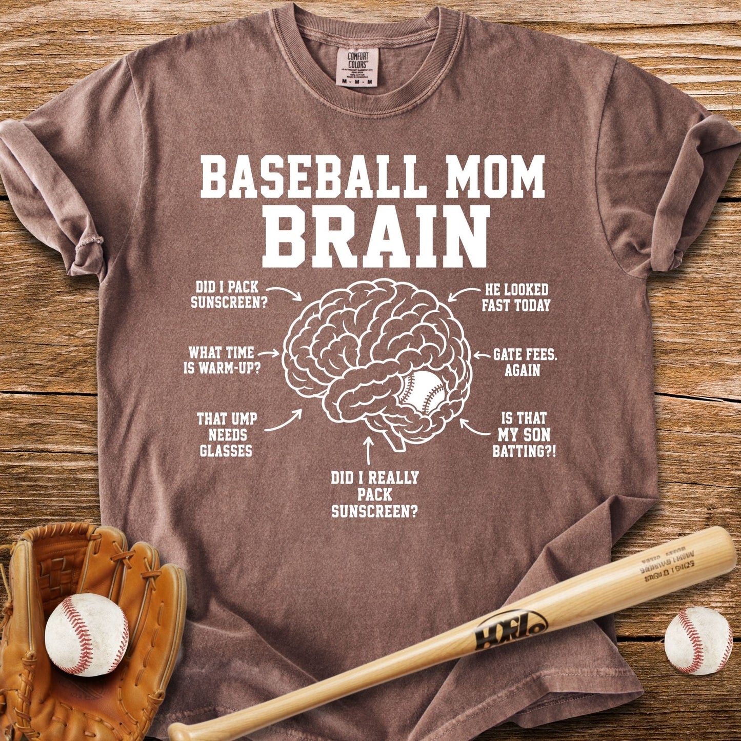 Inside Baseball Mom's Brain T-Shirt - HomeRun PrintsComfort Colors