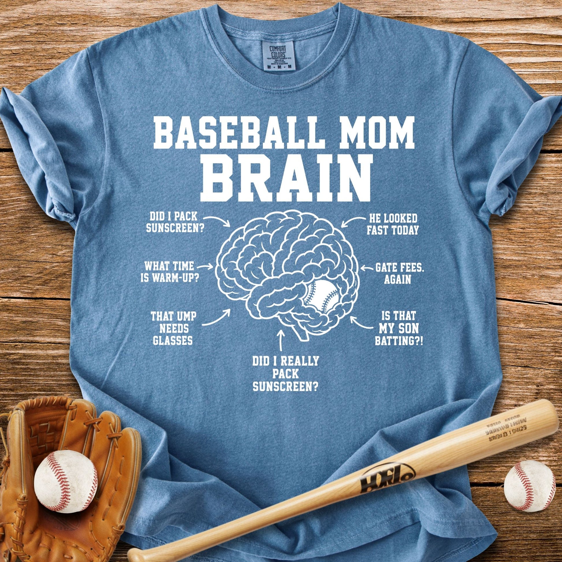 Inside Baseball Mom's Brain T-Shirt - HomeRun PrintsComfort Colors