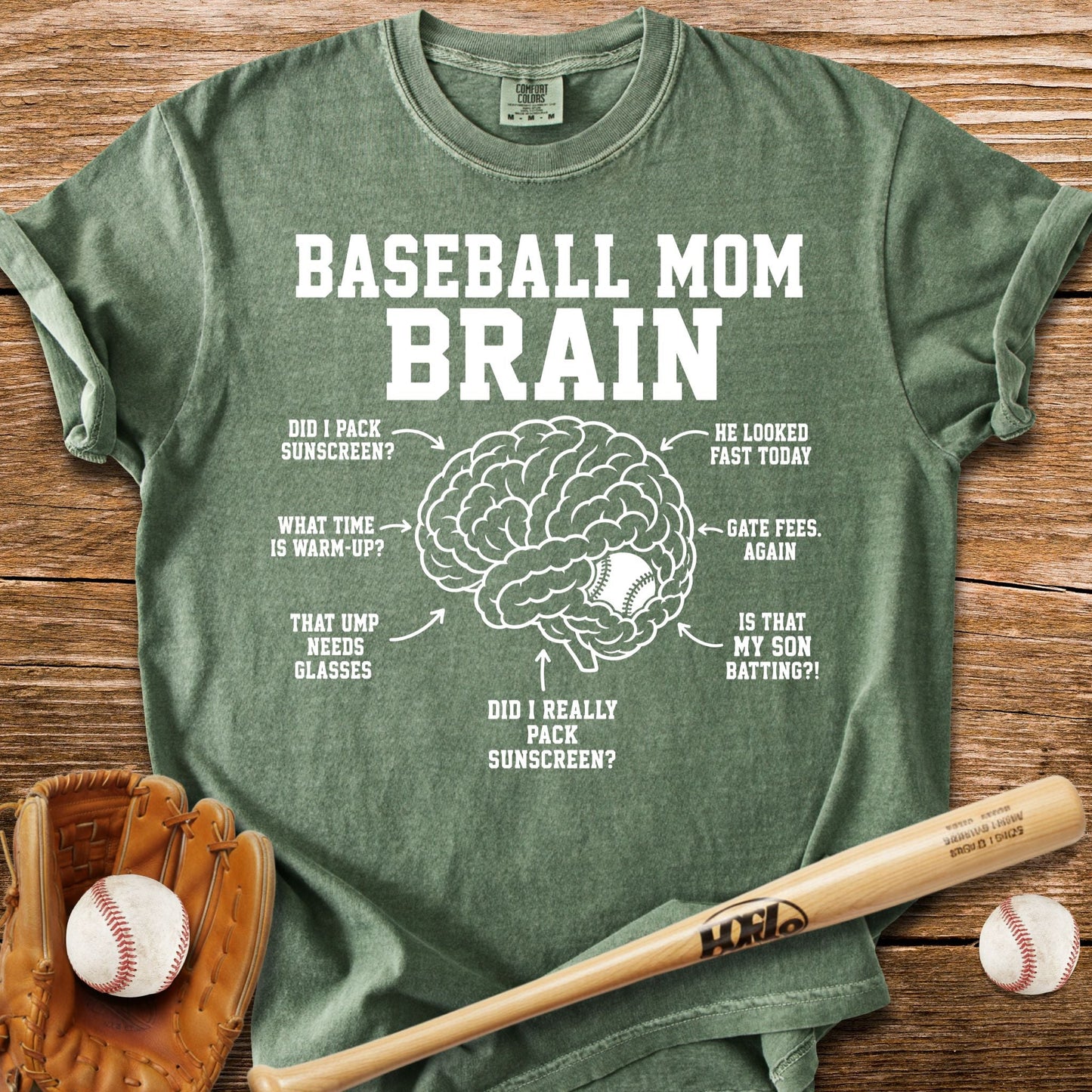 Inside Baseball Mom's Brain T-Shirt - HomeRun PrintsComfort Colors