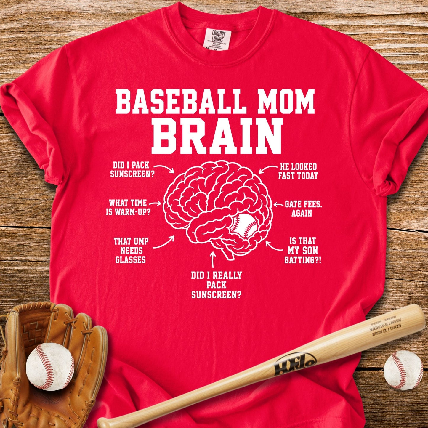 Inside Baseball Mom's Brain T-Shirt - HomeRun PrintsComfort Colors