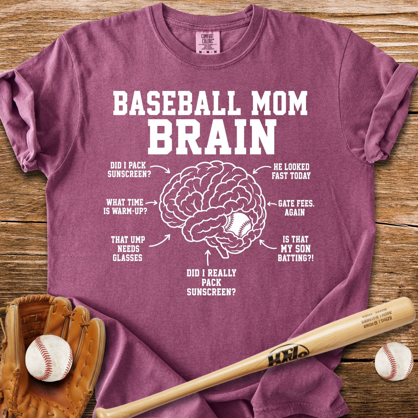Inside Baseball Mom's Brain T-Shirt - HomeRun PrintsComfort Colors