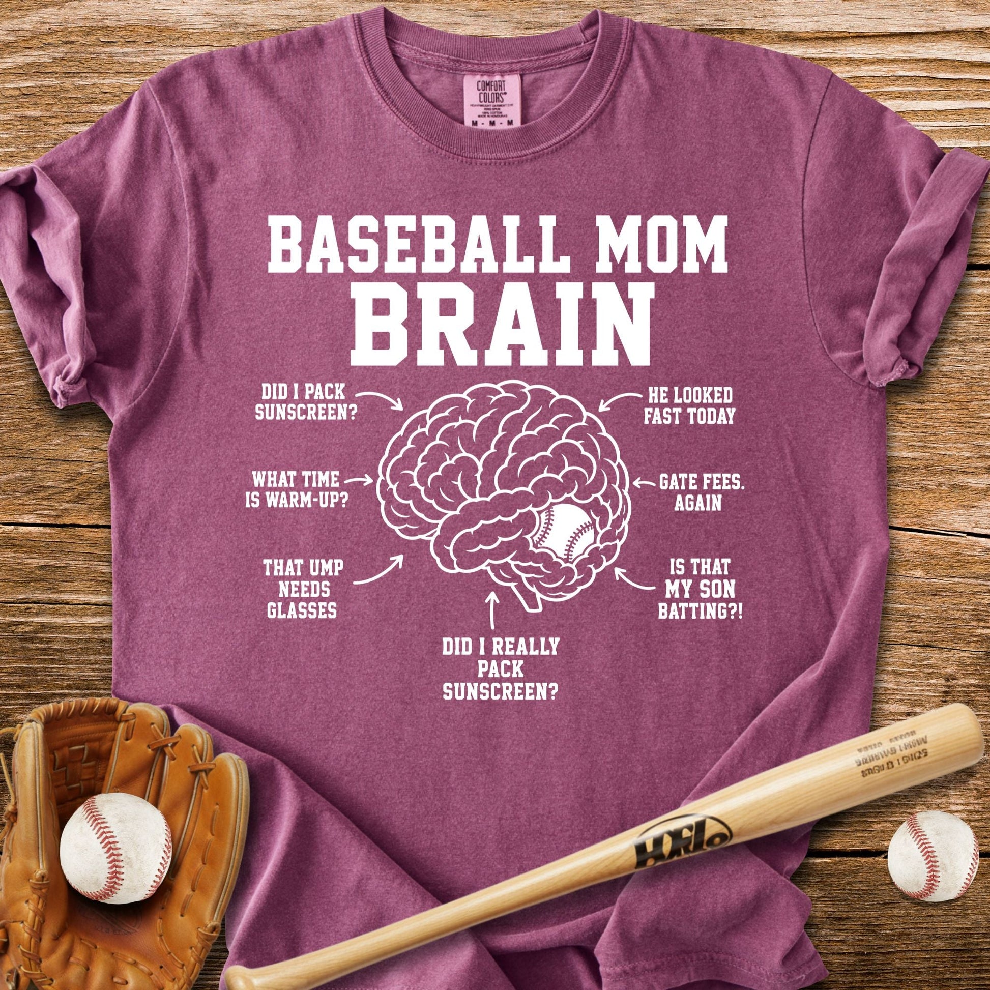 Inside Baseball Mom's Brain T-Shirt - HomeRun PrintsComfort Colors