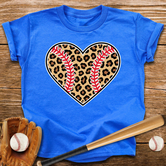 Leopard Baseball Heart Youth Tee - HomeRun PrintsKids clothes