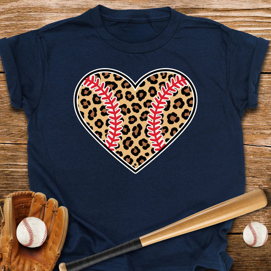 Leopard Baseball Heart Youth Tee - HomeRun PrintsKids clothes