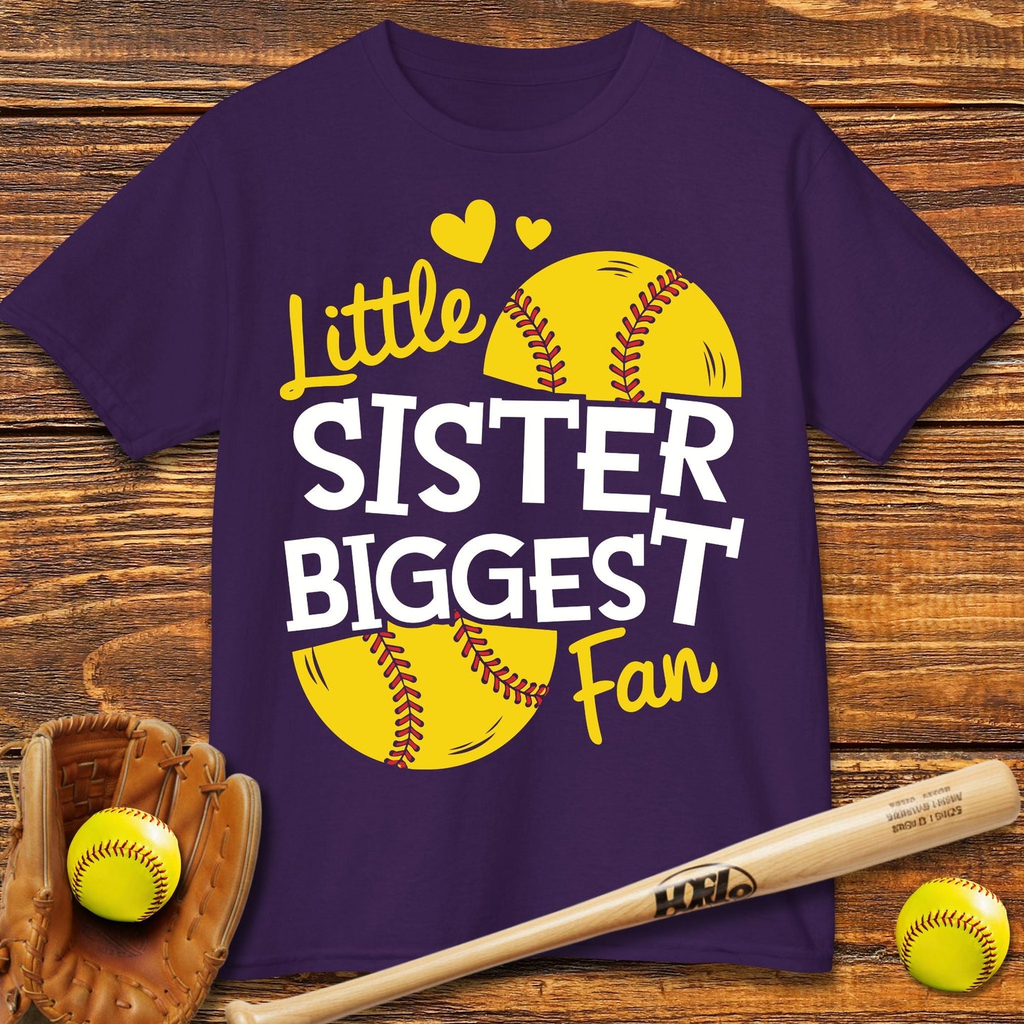 Little Sister Softball Kids T-shirt - HomeRun PrintsKids clothes