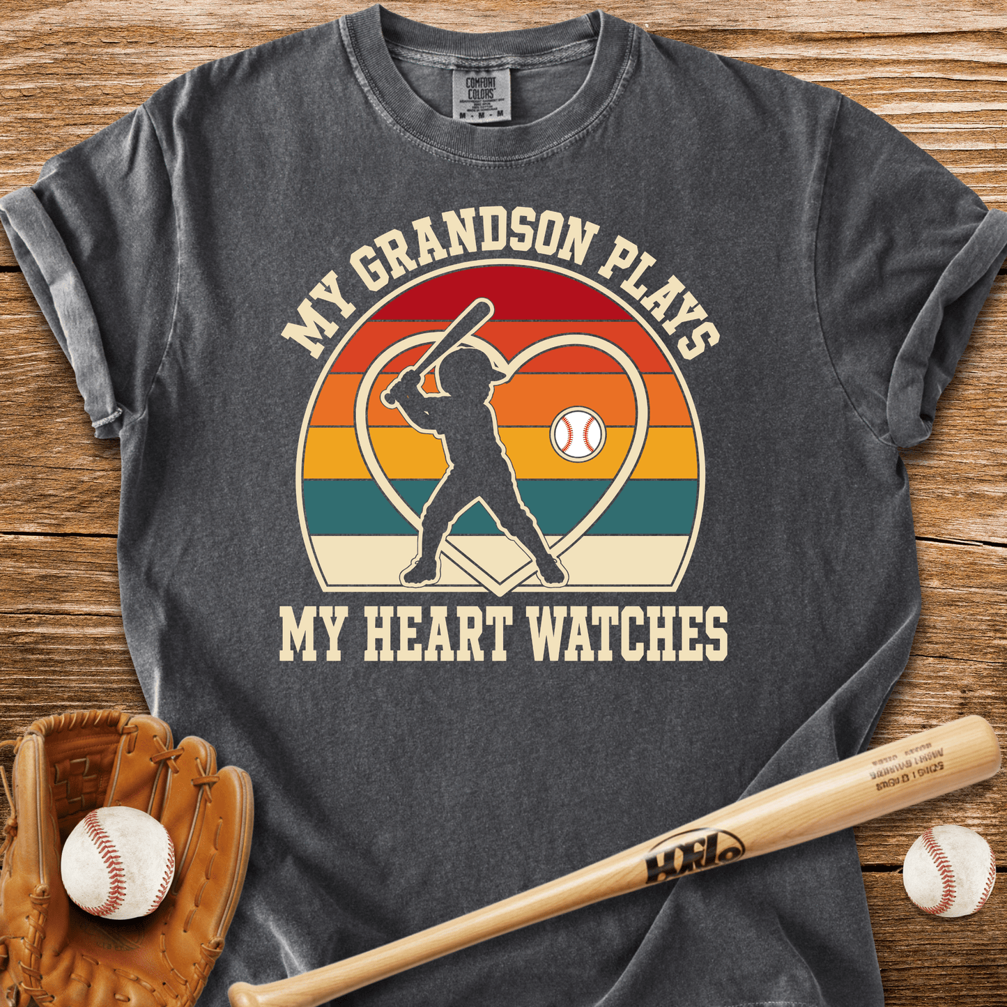 My Grandson Plays Heart Watches T-Shirt - HomeRun PrintsComfort Colors