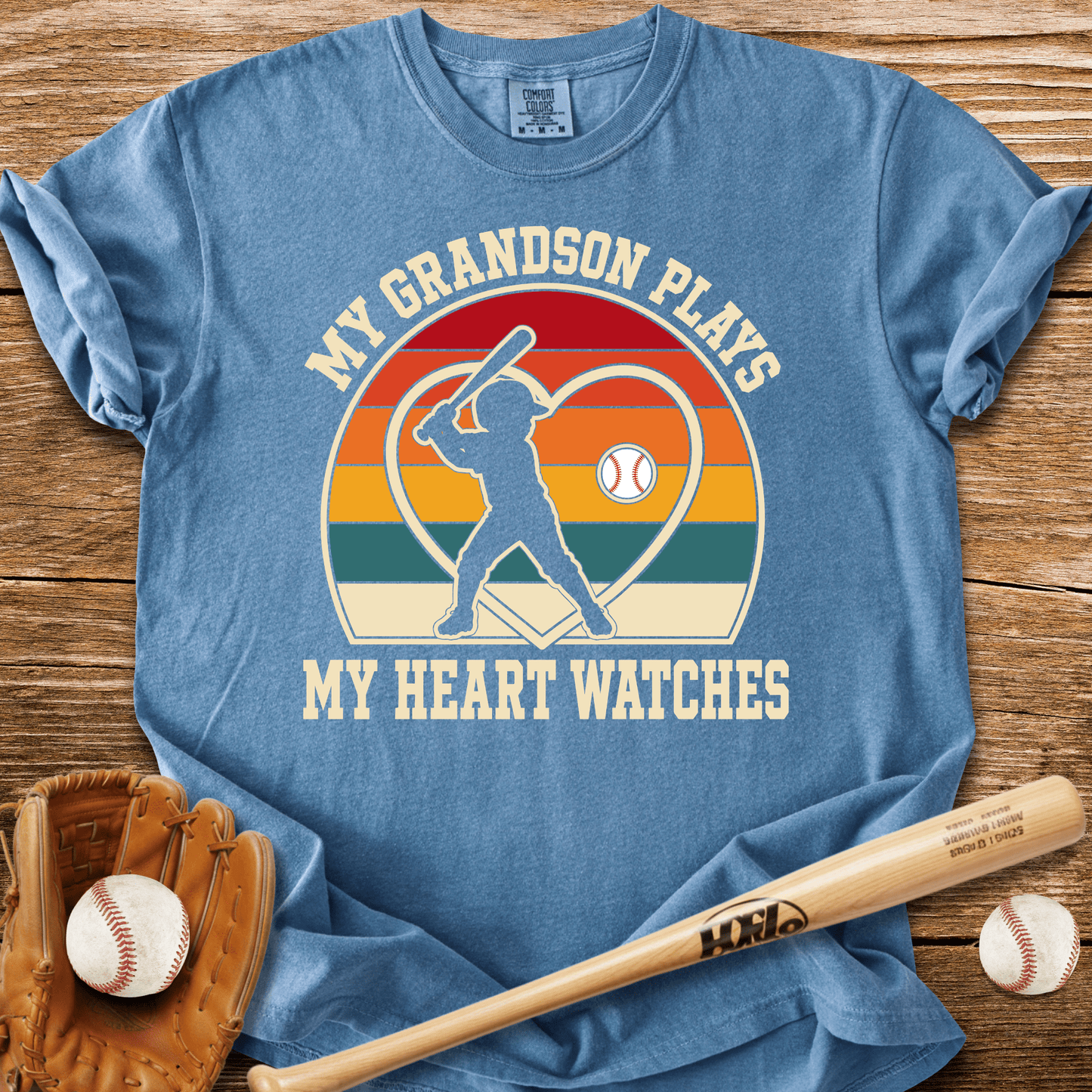 My Grandson Plays Heart Watches T-Shirt - HomeRun PrintsComfort Colors