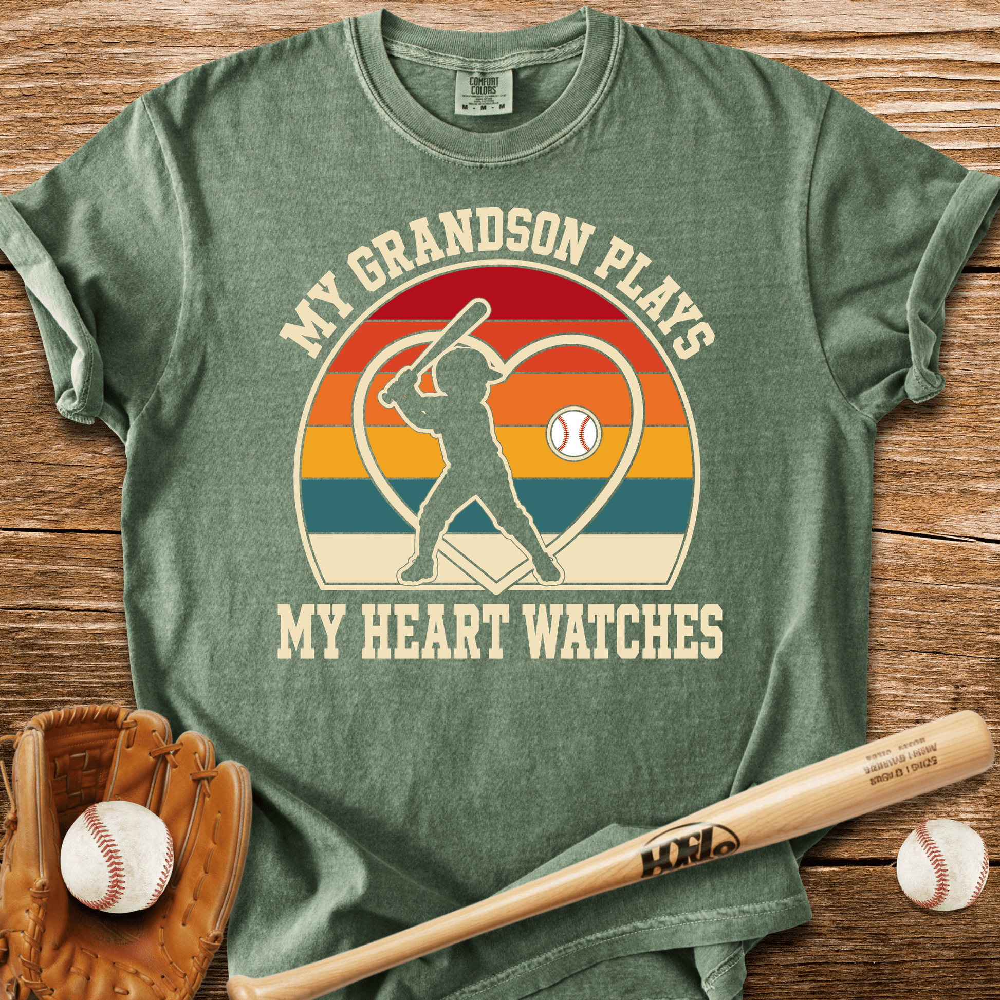 My Grandson Plays Heart Watches T-Shirt - HomeRun PrintsComfort Colors