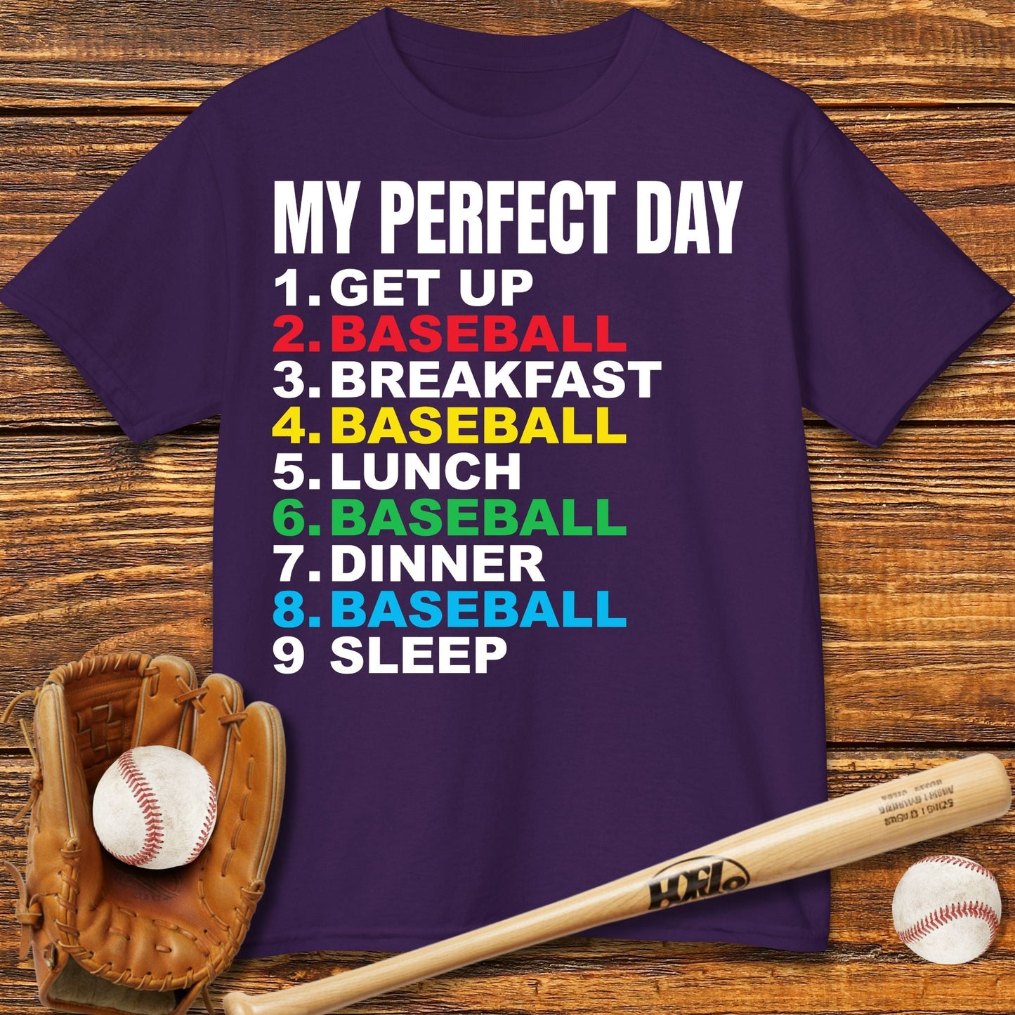 My Perfect Day Baseball Kids T-shirt - HomeRun PrintsKids clothes