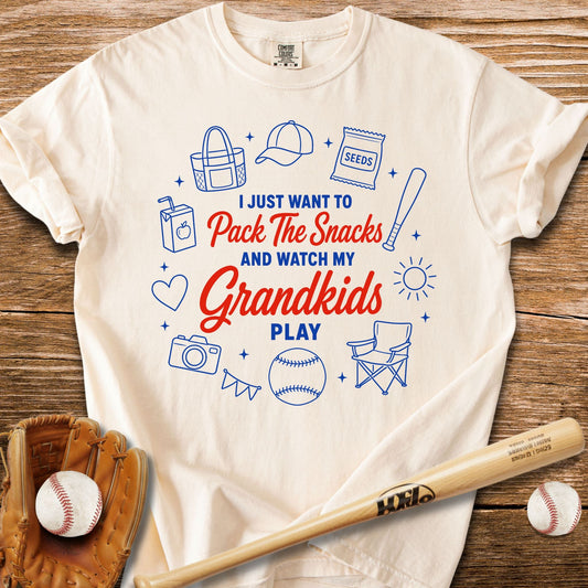 Pack Snacks Watch Grandkids T-Shirt - HomeRun PrintsComfort Colors