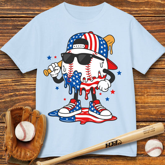 Patriotic Baseball Drip Kids T-shirt - HomeRun PrintsKids clothes