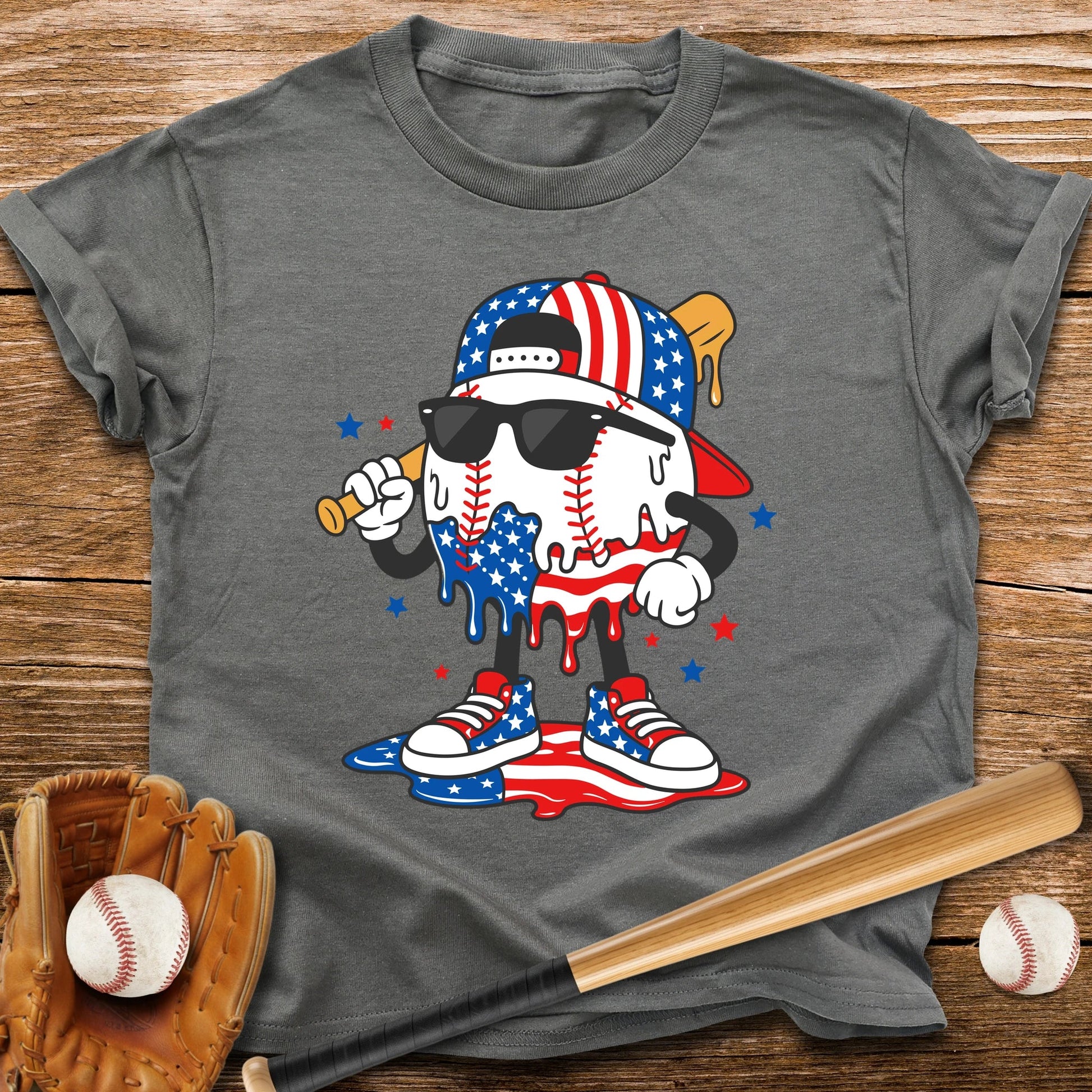 Patriotic Baseball Drip Youth Tee - HomeRun PrintsKids clothes