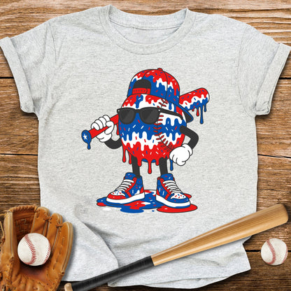 Patriotic Baseball Drip Youth Tee - HomeRun PrintsKids clothes