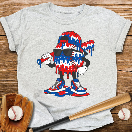 Patriotic Baseball Drip Youth Tee - HomeRun PrintsKids clothes