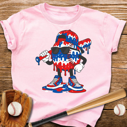Patriotic Baseball Drip Youth Tee - HomeRun PrintsKids clothes