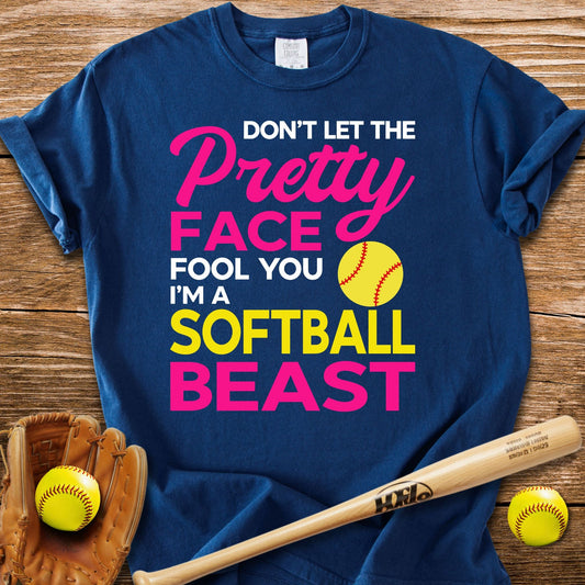 Pretty Face Softball Beast T-Shirt - HomeRun PrintsComfort Colors