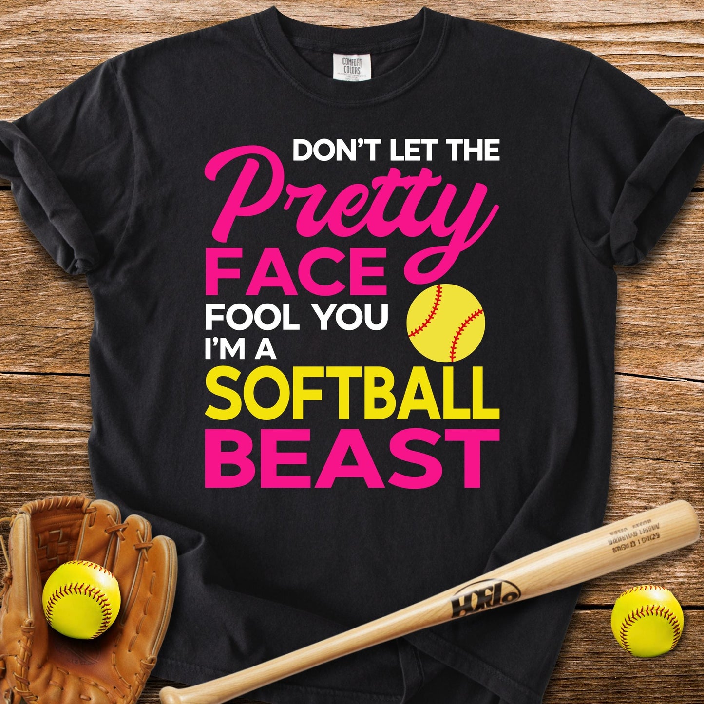 Pretty Face Softball Beast T-Shirt - HomeRun PrintsComfort Colors