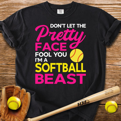 Pretty Face Softball Beast T-Shirt - HomeRun PrintsComfort Colors