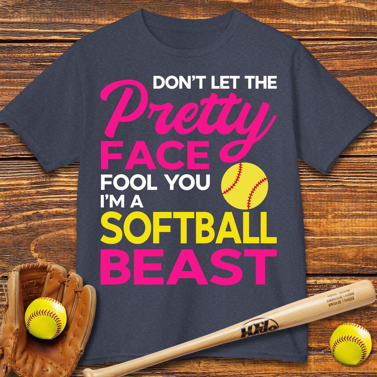 Pretty Face Softball Kids T-shirt - HomeRun PrintsKids clothes