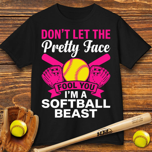 Pretty Face Softball Kids T-shirt - HomeRun PrintsKids clothes