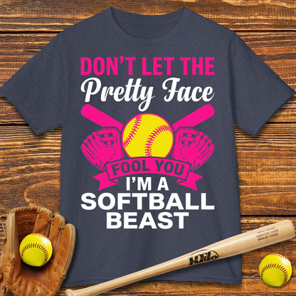 Pretty Face Softball Kids T-shirt - HomeRun PrintsKids clothes