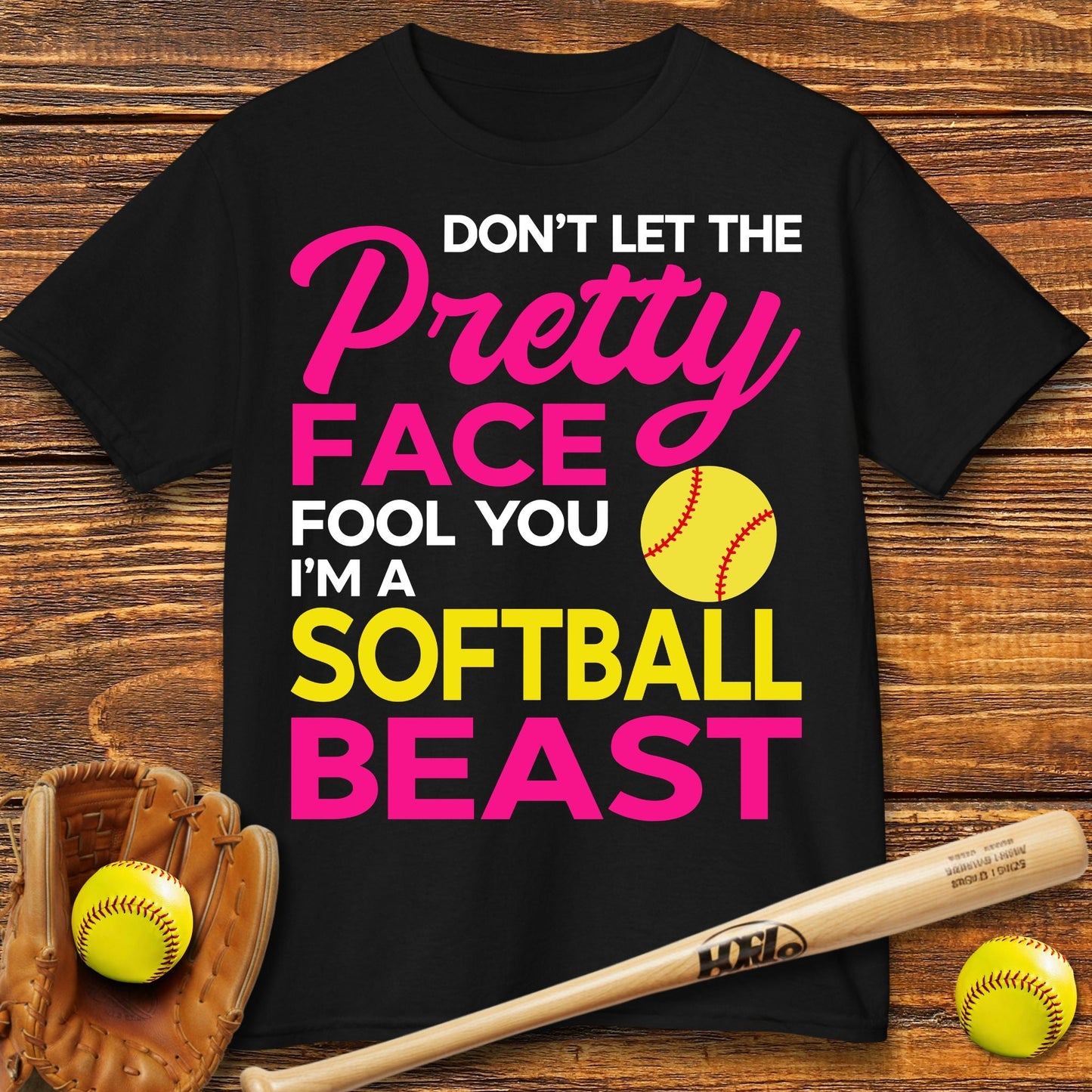 Pretty Face Softball Kids T-shirt - HomeRun PrintsKids clothes