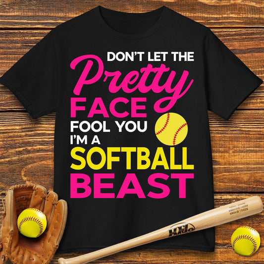 Pretty Face Softball Kids T-shirt - HomeRun PrintsKids clothes