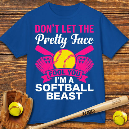 Pretty Face Softball Kids T-shirt - HomeRun PrintsKids clothes