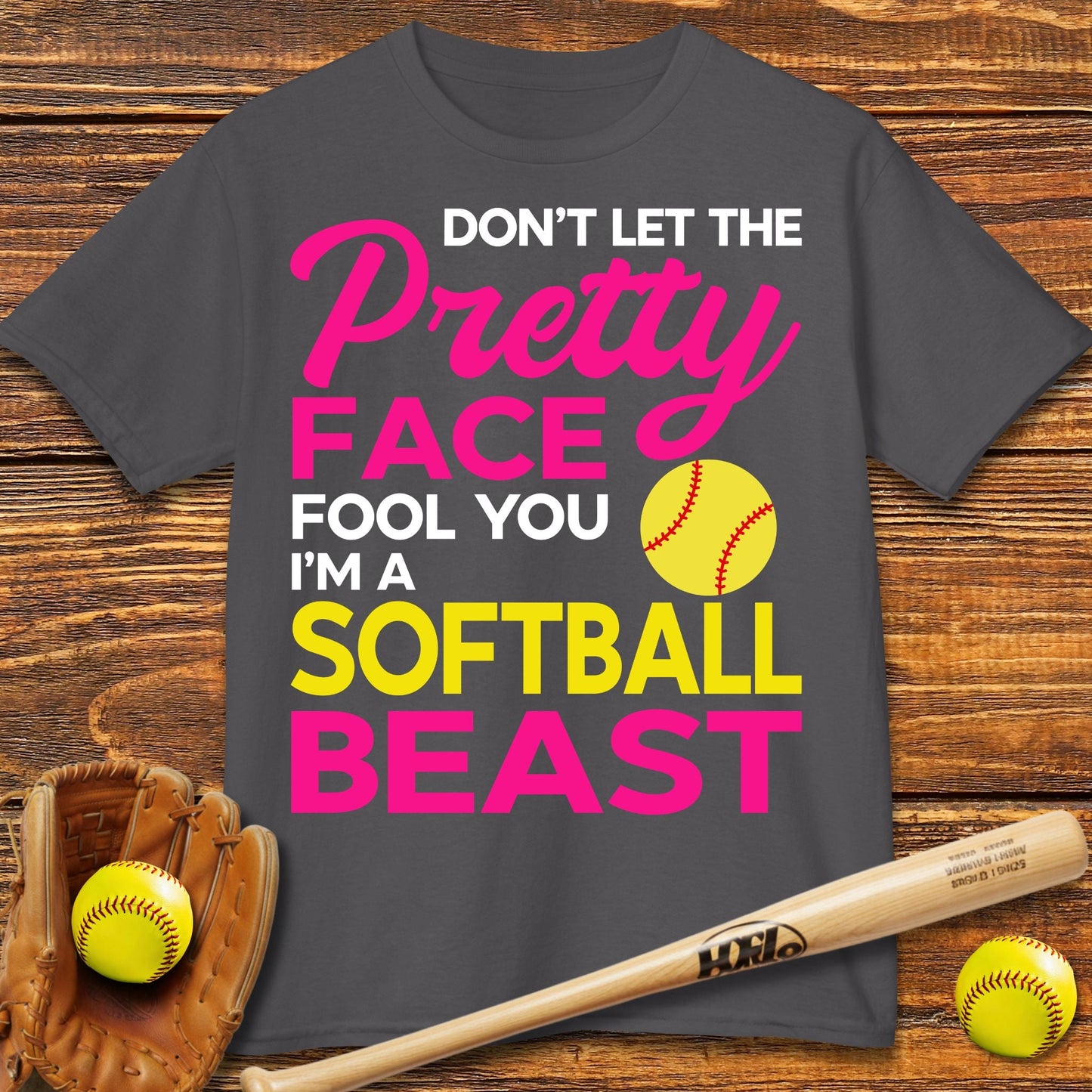 Pretty Face Softball Kids T-shirt - HomeRun PrintsKids clothes