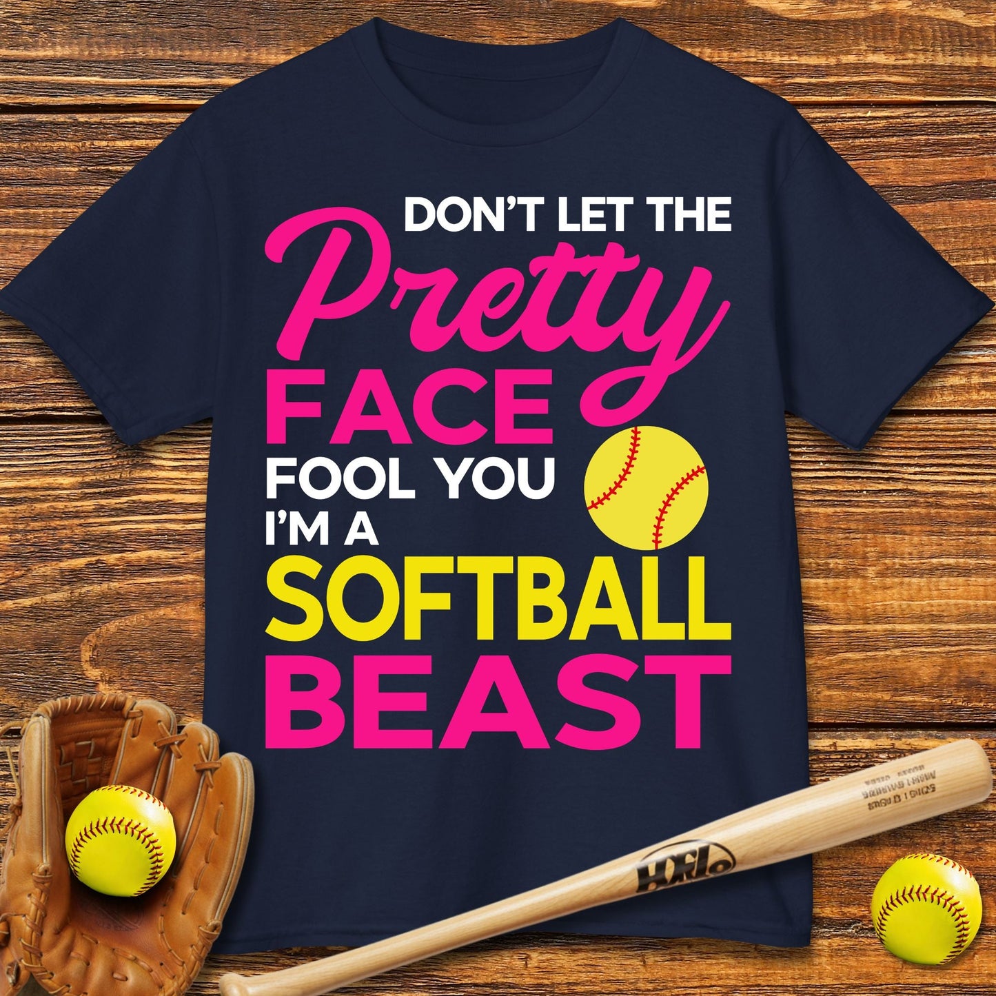 Pretty Face Softball Kids T-shirt - HomeRun PrintsKids clothes