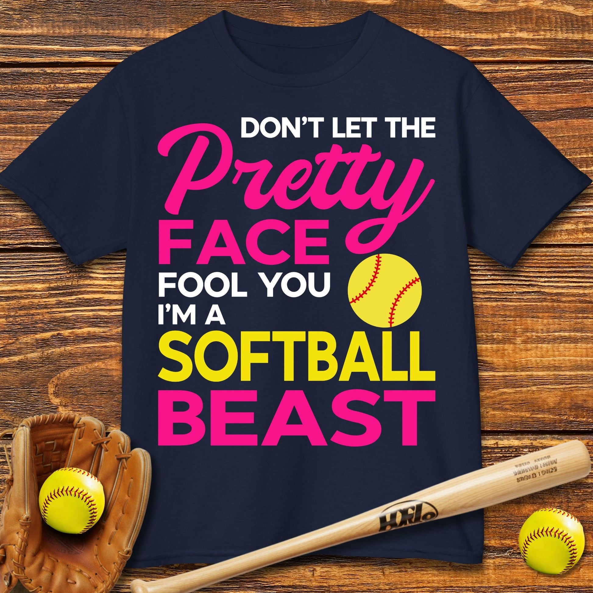 Pretty Face Softball Kids T-shirt - HomeRun PrintsKids clothes