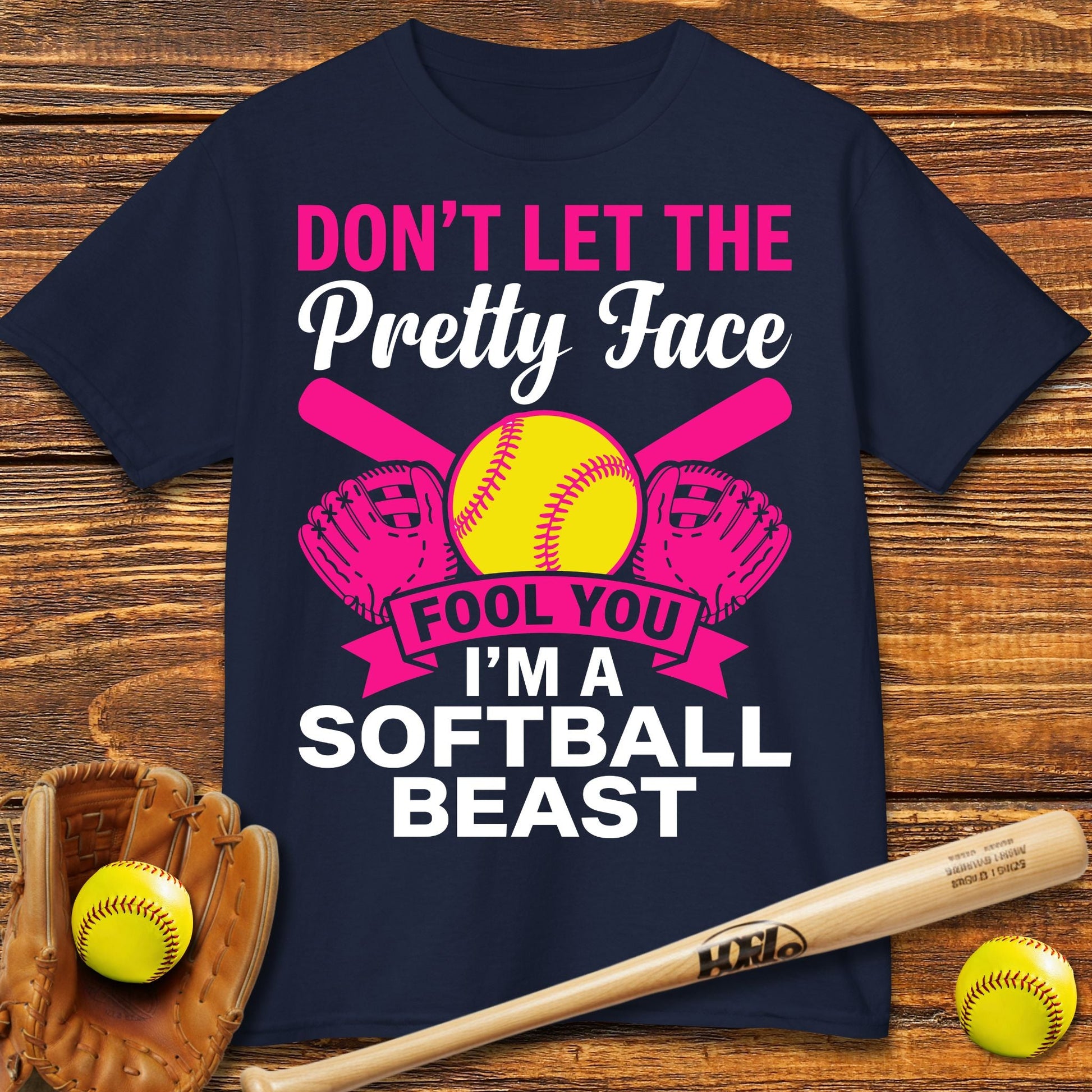 Pretty Face Softball Kids T-shirt - HomeRun PrintsKids clothes