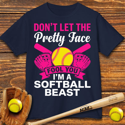 Pretty Face Softball Kids T-shirt - HomeRun PrintsKids clothes