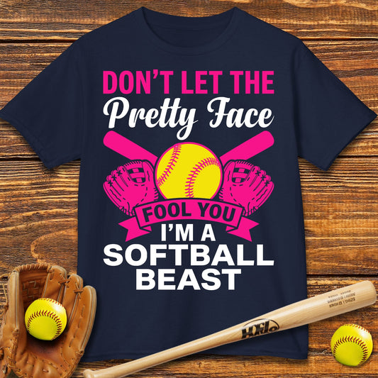 Pretty Face Softball Kids T-shirt - HomeRun PrintsKids clothes